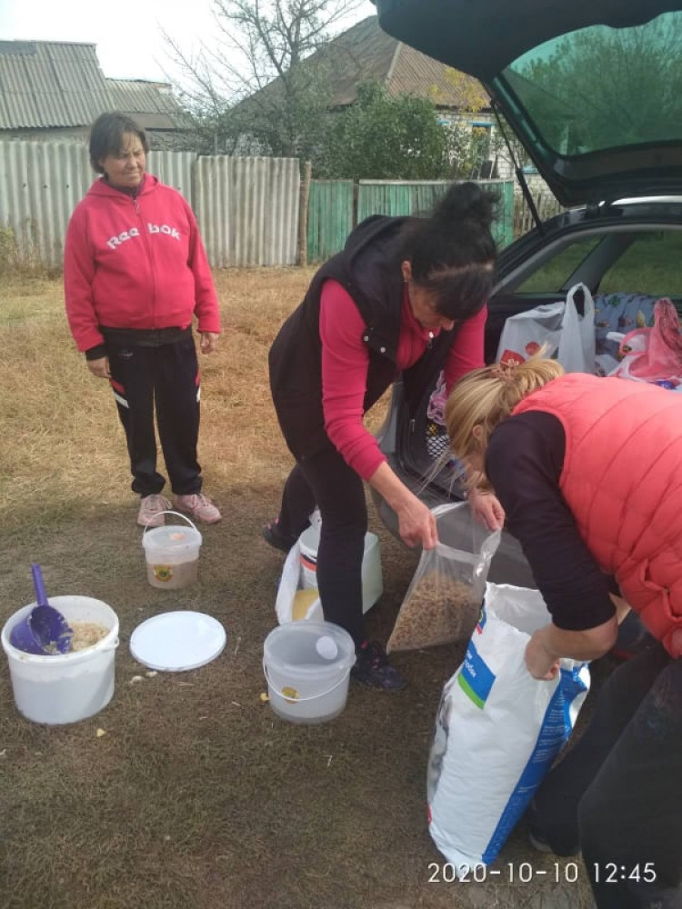 Волонтери розвозять корм для постраждалих у пожежах на Луганщині тварин 